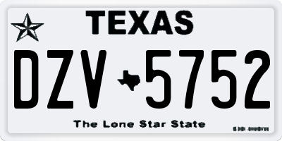 TX license plate DZV5752