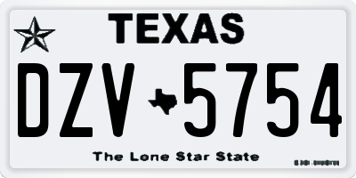 TX license plate DZV5754