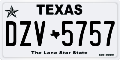 TX license plate DZV5757