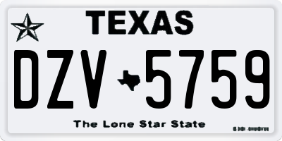 TX license plate DZV5759
