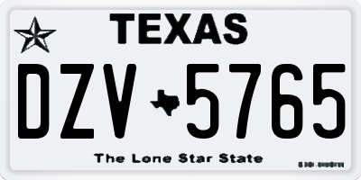 TX license plate DZV5765