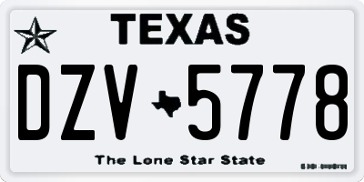 TX license plate DZV5778