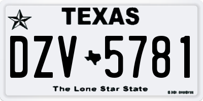 TX license plate DZV5781