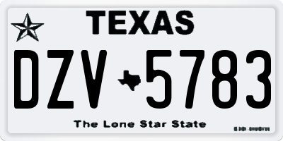 TX license plate DZV5783