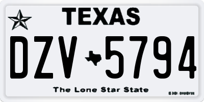 TX license plate DZV5794
