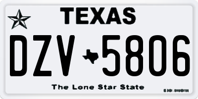 TX license plate DZV5806