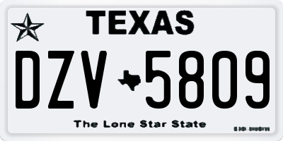 TX license plate DZV5809