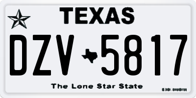 TX license plate DZV5817