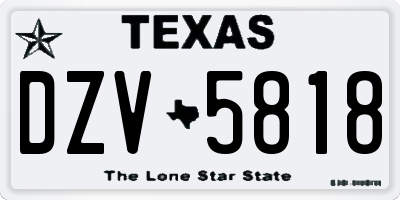 TX license plate DZV5818