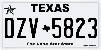 TX license plate DZV5823