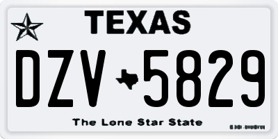 TX license plate DZV5829