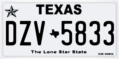 TX license plate DZV5833