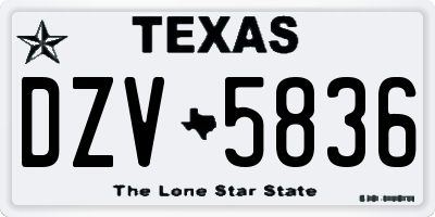 TX license plate DZV5836