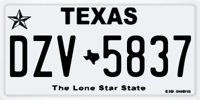TX license plate DZV5837