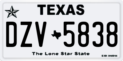 TX license plate DZV5838