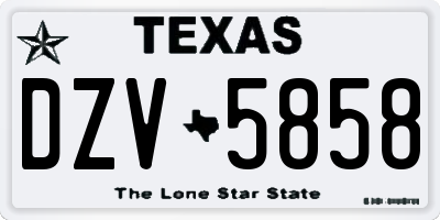 TX license plate DZV5858