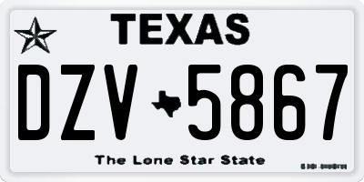 TX license plate DZV5867