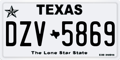 TX license plate DZV5869