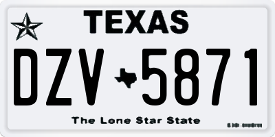 TX license plate DZV5871