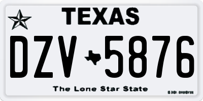 TX license plate DZV5876