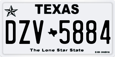 TX license plate DZV5884