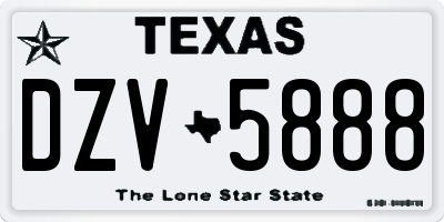 TX license plate DZV5888