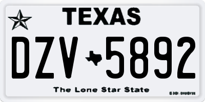 TX license plate DZV5892