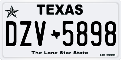 TX license plate DZV5898
