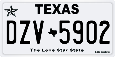 TX license plate DZV5902