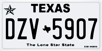 TX license plate DZV5907