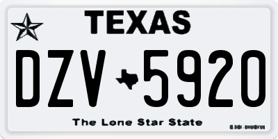 TX license plate DZV5920