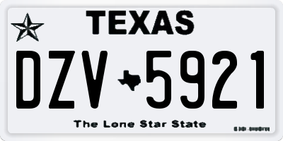 TX license plate DZV5921