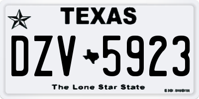 TX license plate DZV5923