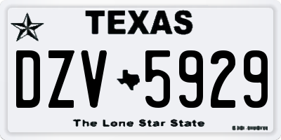 TX license plate DZV5929