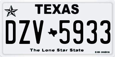 TX license plate DZV5933