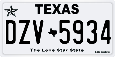 TX license plate DZV5934