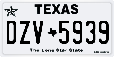 TX license plate DZV5939