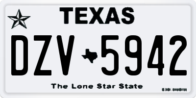 TX license plate DZV5942