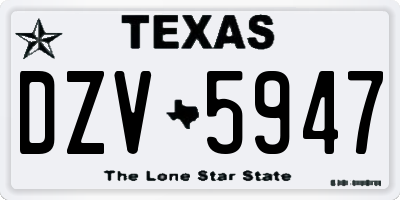 TX license plate DZV5947