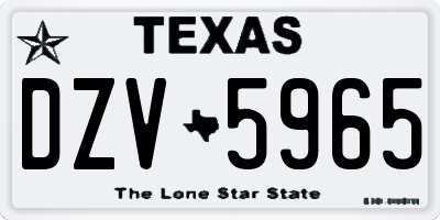 TX license plate DZV5965