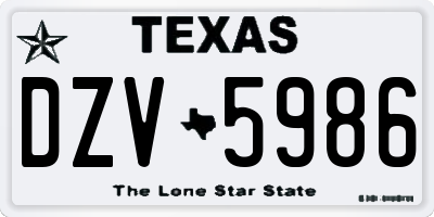 TX license plate DZV5986