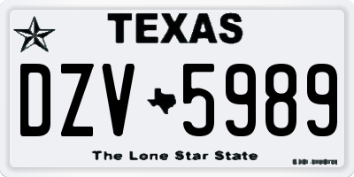 TX license plate DZV5989