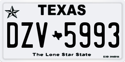 TX license plate DZV5993