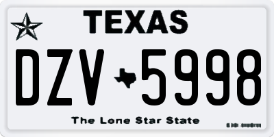 TX license plate DZV5998