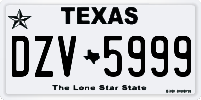 TX license plate DZV5999