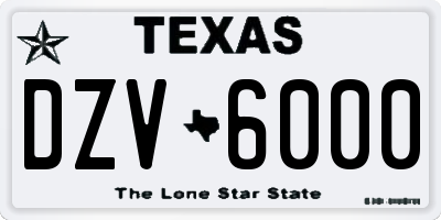TX license plate DZV6000