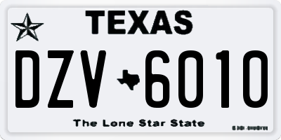 TX license plate DZV6010