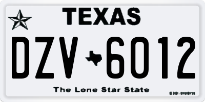 TX license plate DZV6012