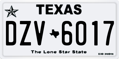 TX license plate DZV6017