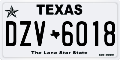 TX license plate DZV6018